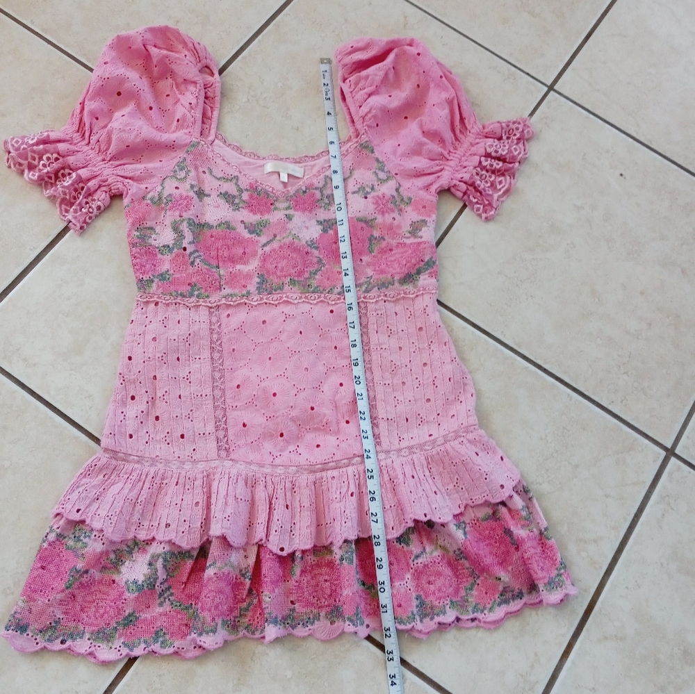 LoveShackFancy Pink Eyelet Floral Mini Dress - Picture 15 of 16